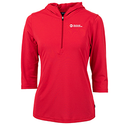 CUTTER & BUCK PIQUE HALF ZIP WOMENS HOODIE - RED